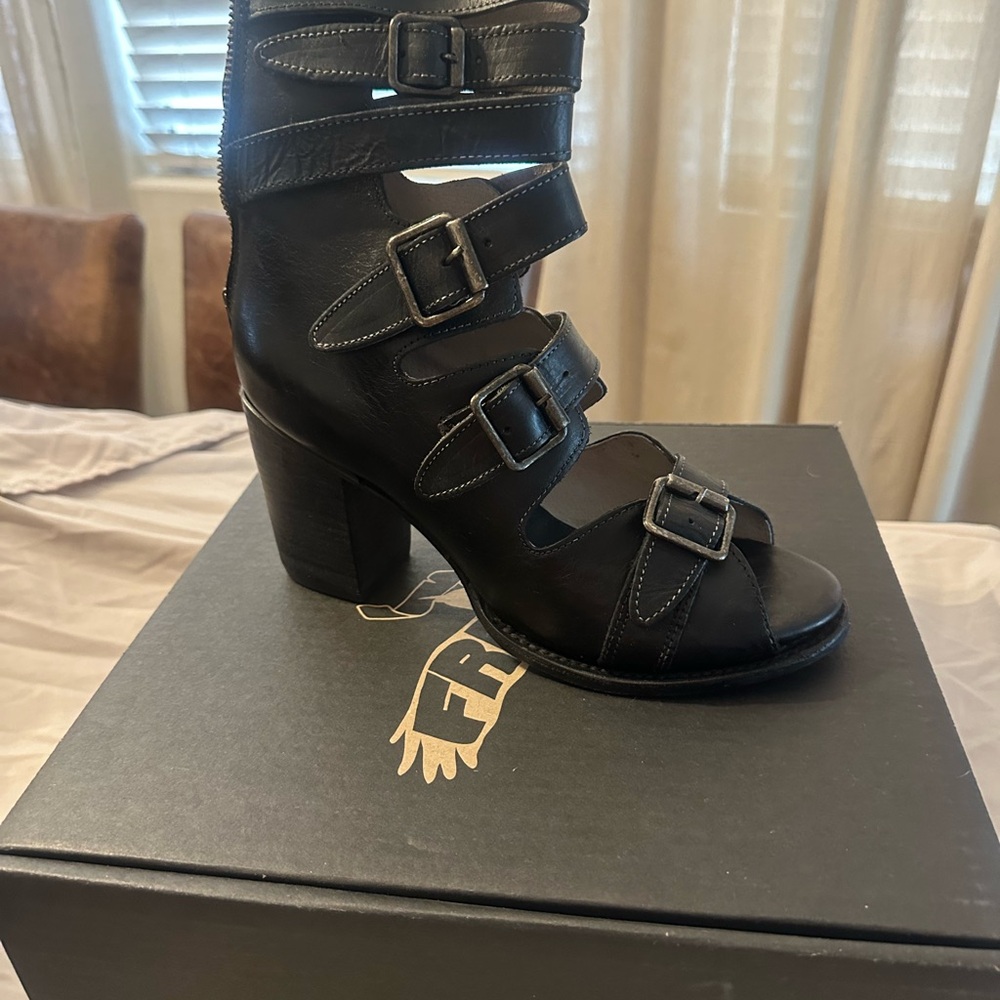 Freebird Black Ankle Boots with Buckle Straps - Picture 4 of 4
